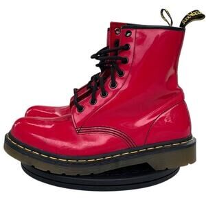 Women's Dr. Martens 1460 11821606 Patent Leather Lace-Up Combat Boot SZ 8 Red